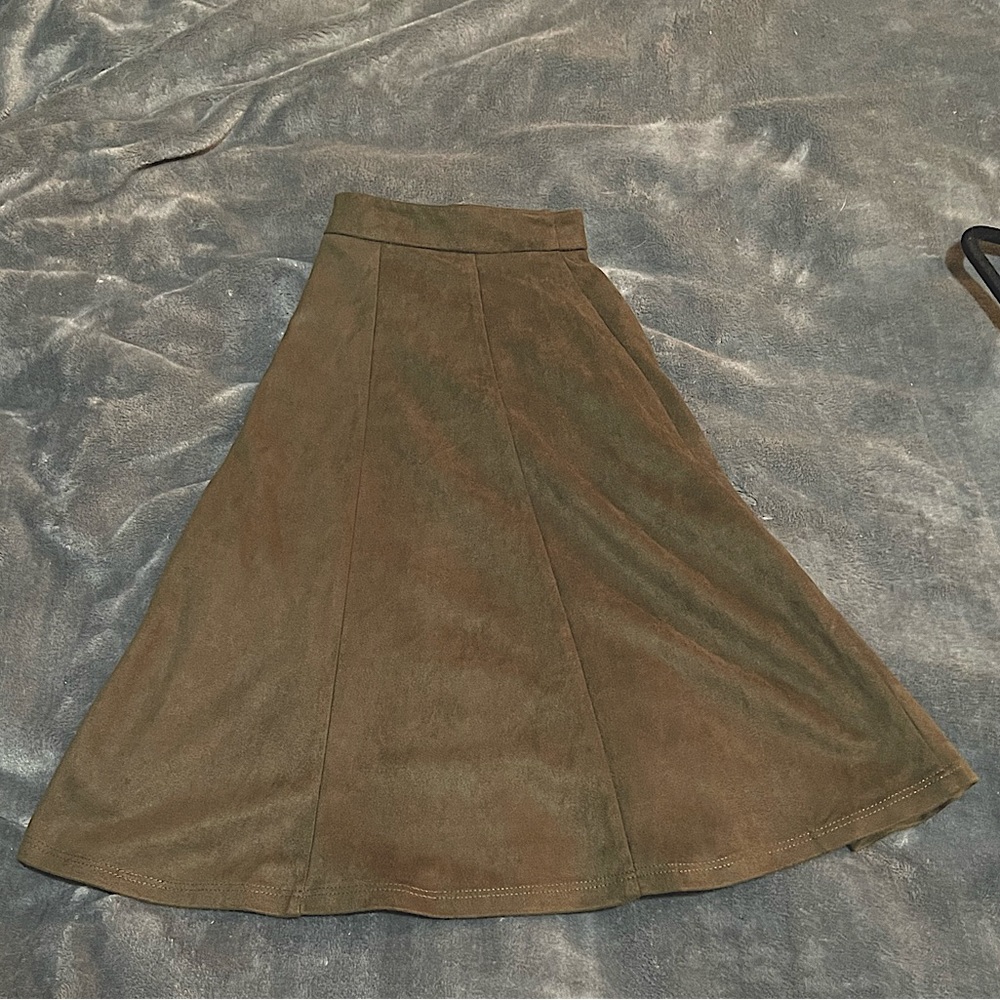 Olive Faux Suede Faith and Joy Skirt - M